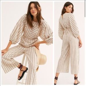 Free People Kenny Striped Cotton Jumpsuit